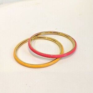Women's Bangle Bracelet Gold Two Piece Red and Yellow
